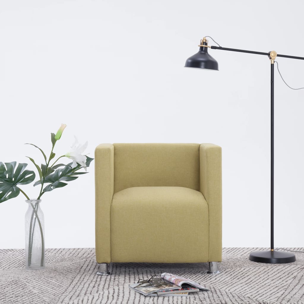 Sillón de salón   sillón en forma de cubo de tela verde cfw654484