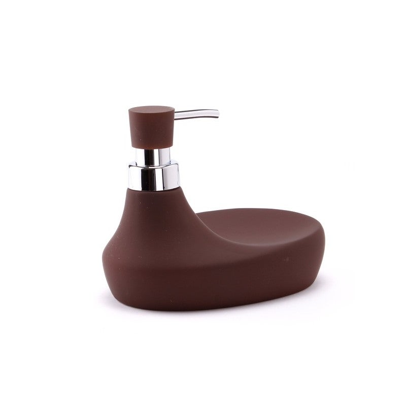 Distributeur de savon & Porte Eponge Céramique MARBELLA Chocolat MSV - 2