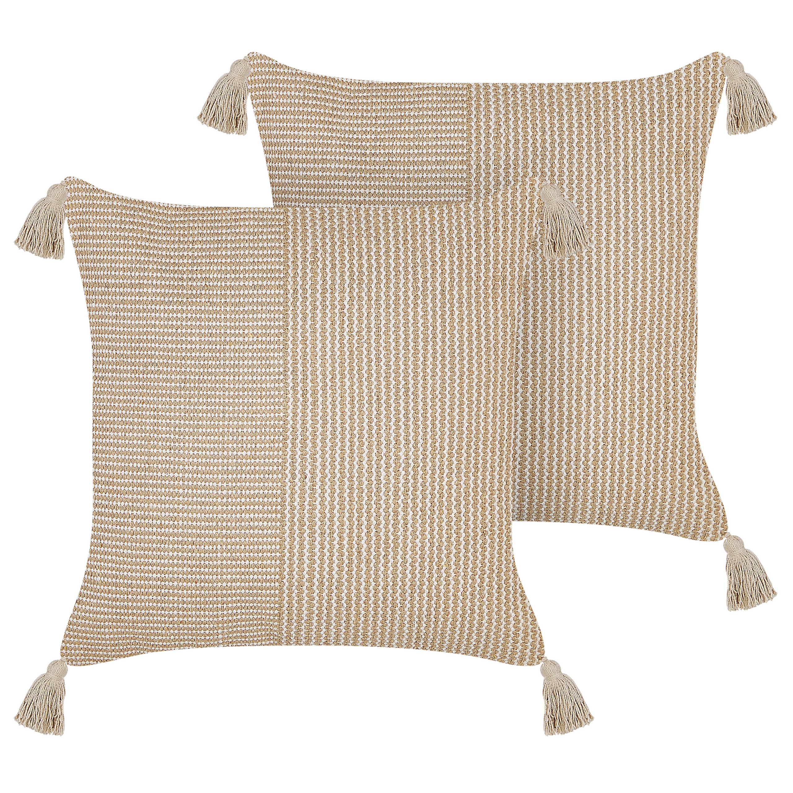 Beliani conjunto de 2 cojines aralia algodón 45 x 45 cm liso beige