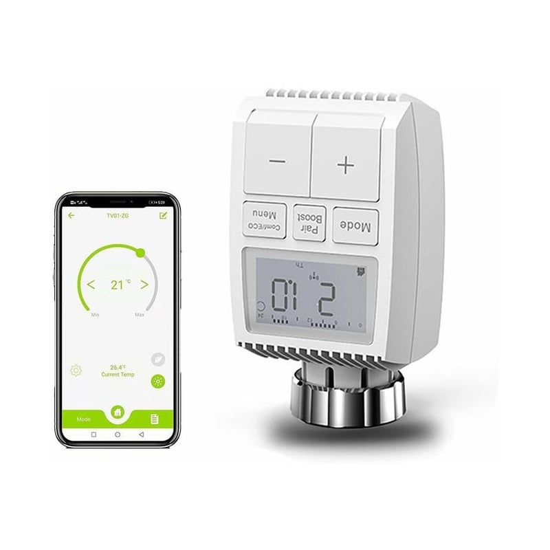 Inteligentny termostatyczny zawór grzejnikowy - programowalny przez WiFi zawór grzejnikowy, kompatybilny z Alexa/Google Home, do zdalnego sterowania