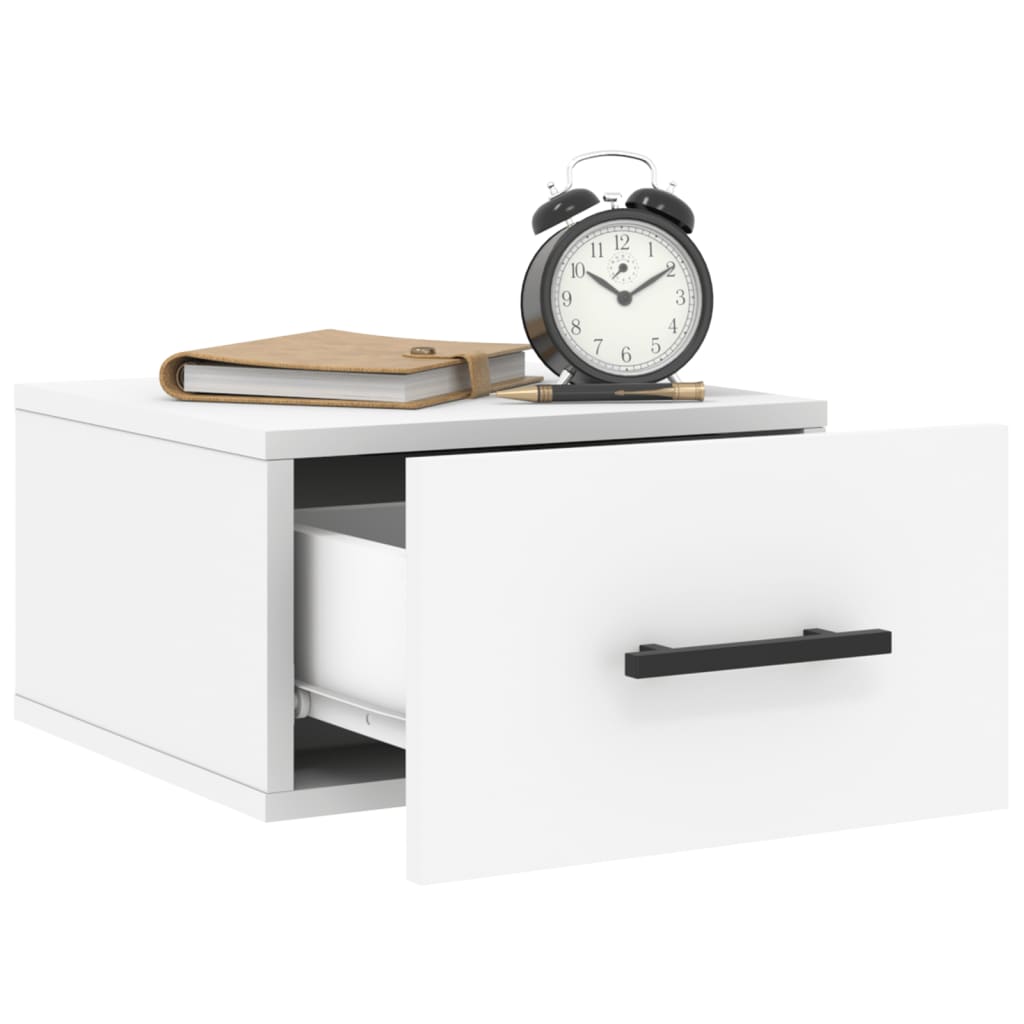 Mesita de noche de pared，Mesilla de noche flotante blanco 35x35x20 cm CFW36860 - 4