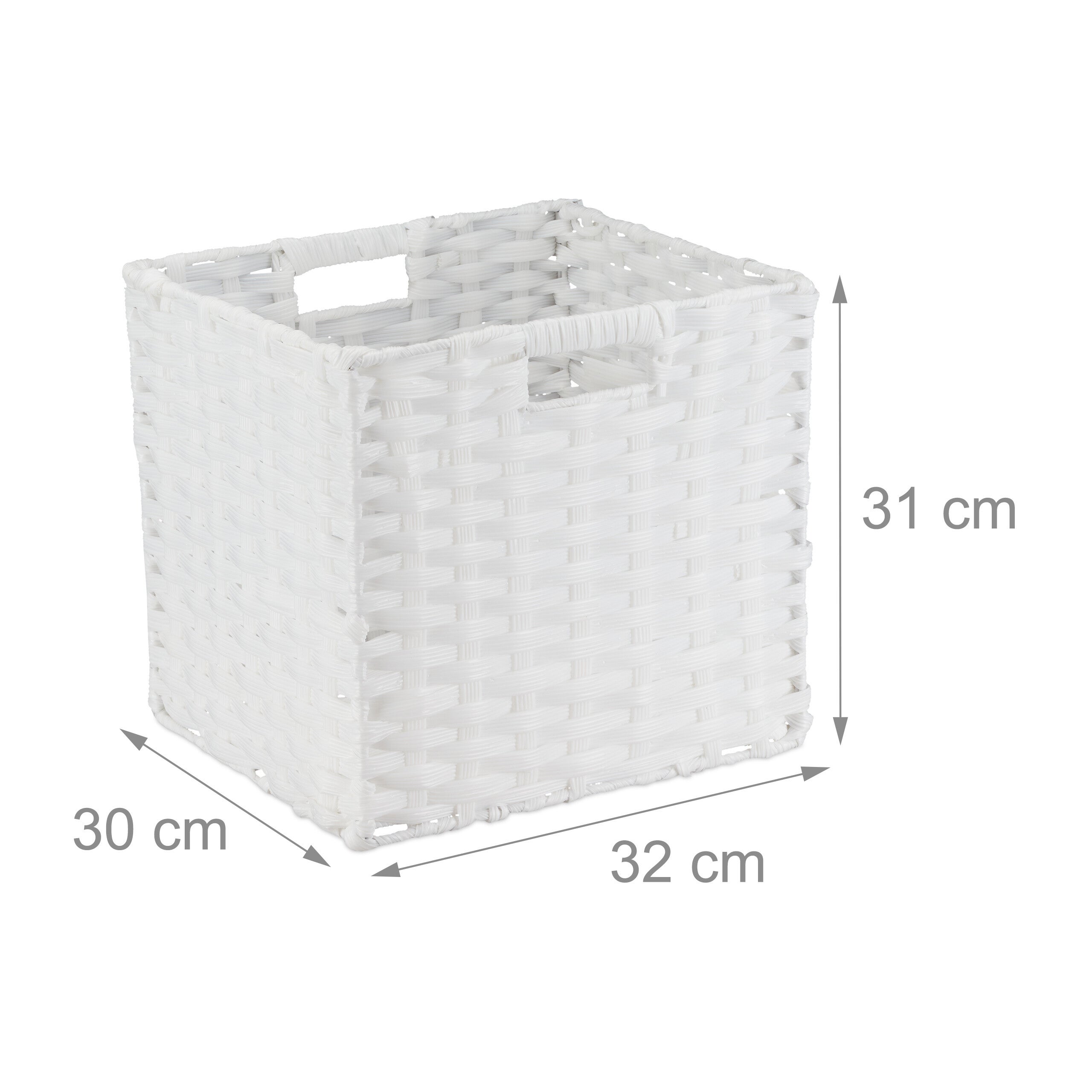 Panier rangement, lot de 4, superbe design, pour vos vêtements, H x L x P : 31 x 32 x 30 cm, blanc, Relaxdays - 4