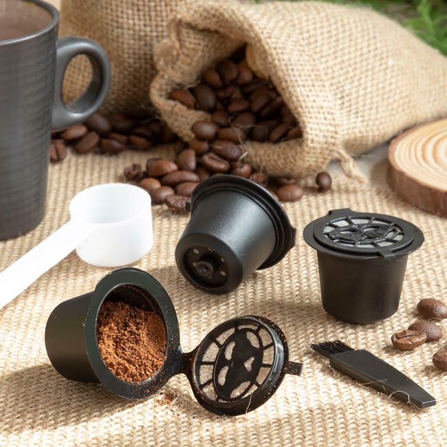 Capsule di caffè riutilizzabili riutilizzabili per macchine Nespresso, filtro nero, durevole e utile Capsule di caffè riutilizzabili riutilizzabili per macchine Nespresso, filtro nero, durevole e utile