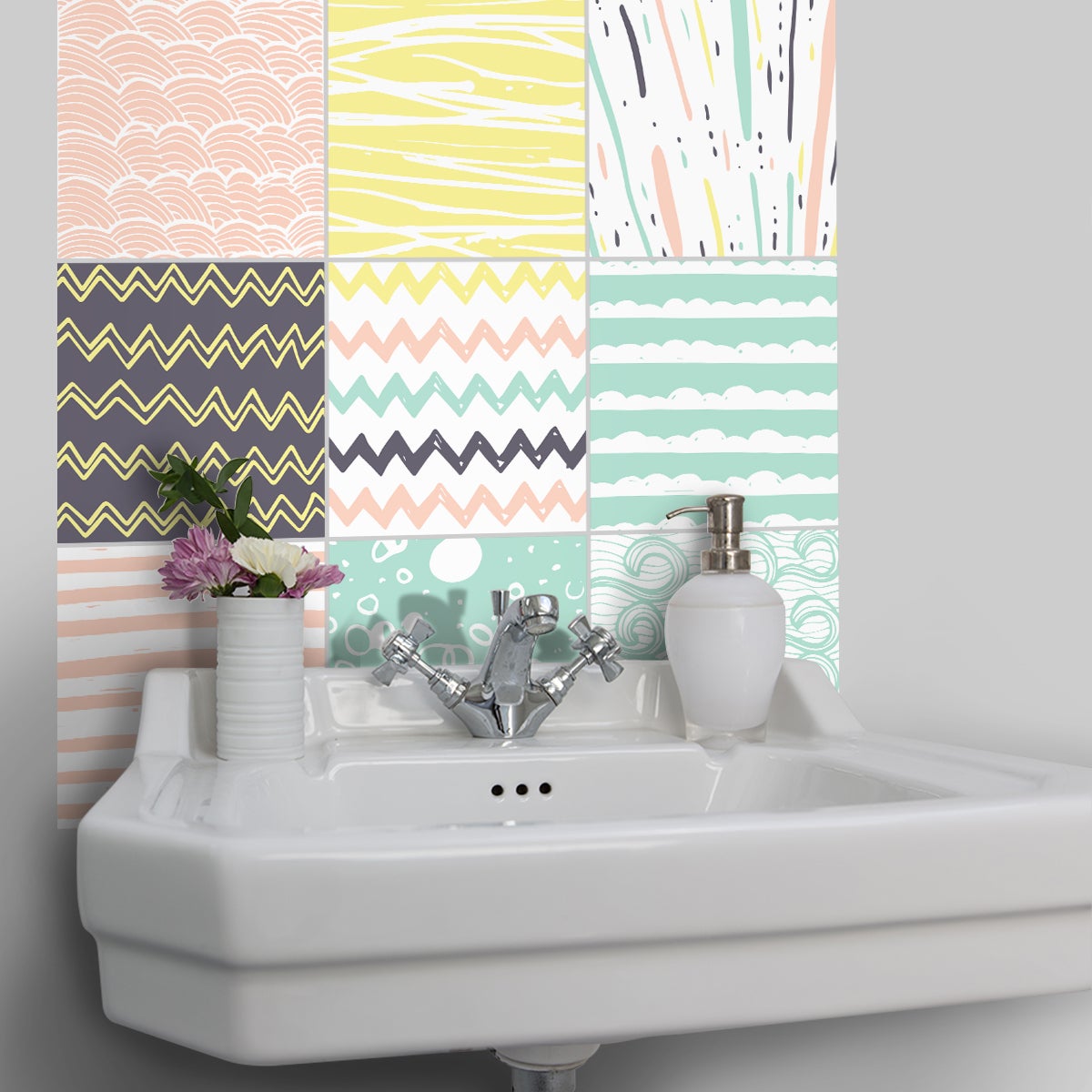 9 adesivi piastrelle di cemento azulejos Sabatino - Sticker adesivo - adesivi murali - 9stickers20x20cm - 5