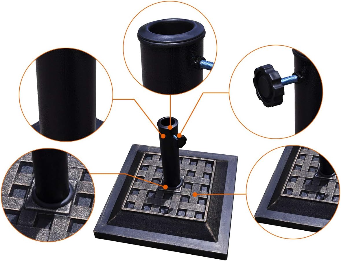 Base Ombrellone da Esterno 18 kg, Supporto Rotondo per Ombrellone 54 CM con Diametro Palo 38/48 MM, Base per Ombrellone Robusta da Giardino Te - 4