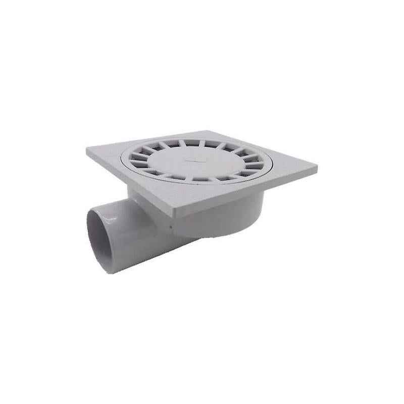 Kratka podłogowa 200 mm x 200 mm, odpływ 75 mm, syfon podłogowy do łazienki, pomieszczenia mokrego, prysznica, plastikowy, PVC, 1 szt., biały