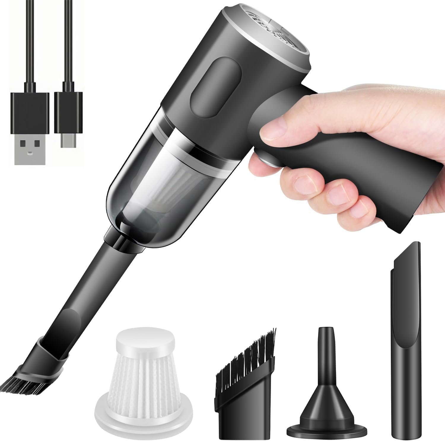 Mini Aspirateur À Main Sans Fil, 6000Pa 120W Petit Aspirateur De