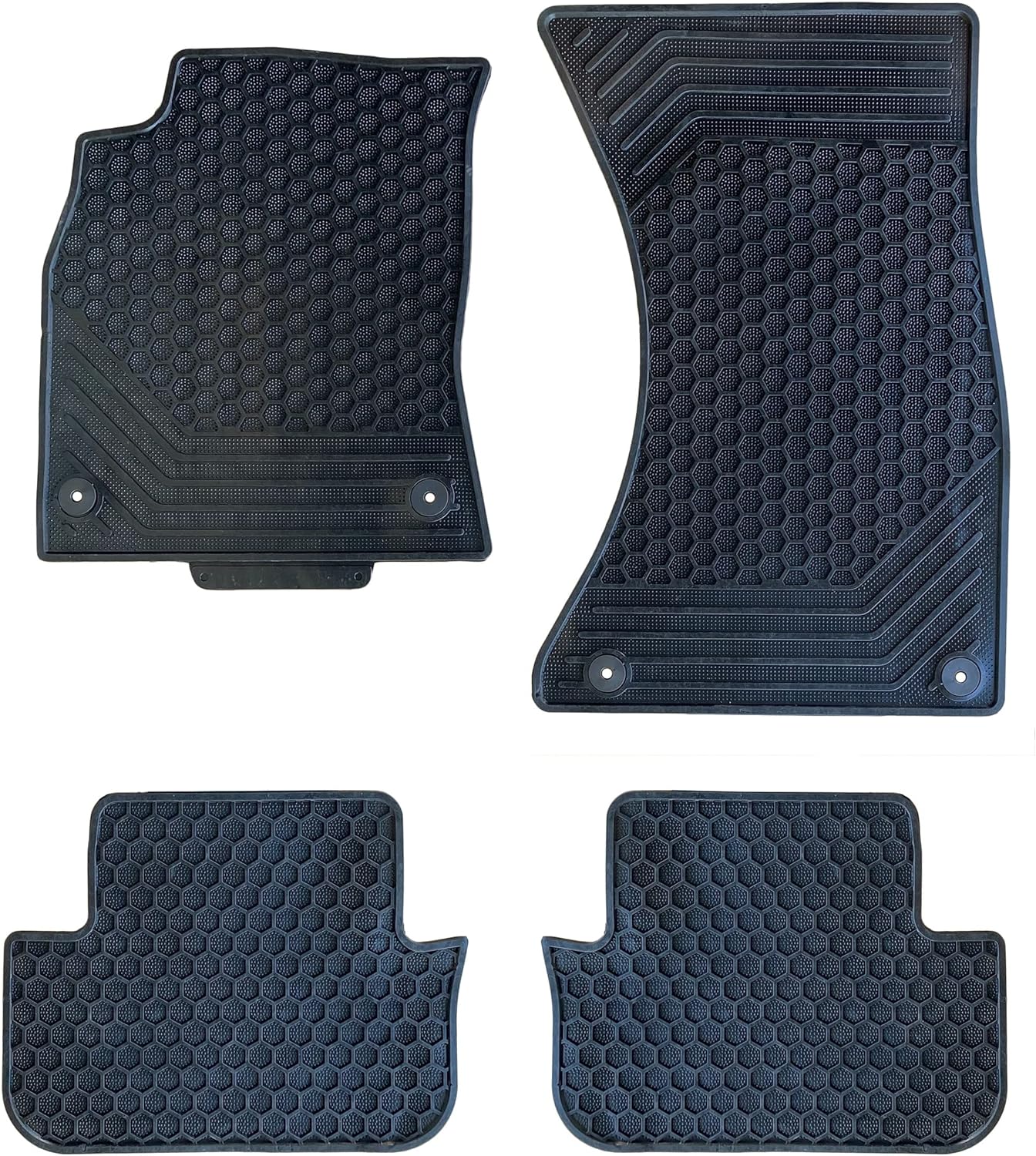 Juego De 4 Alfombrillas De Coche De Goma Universales - Negras, Antideslizantes Y Moldeables, 44x62 Cm