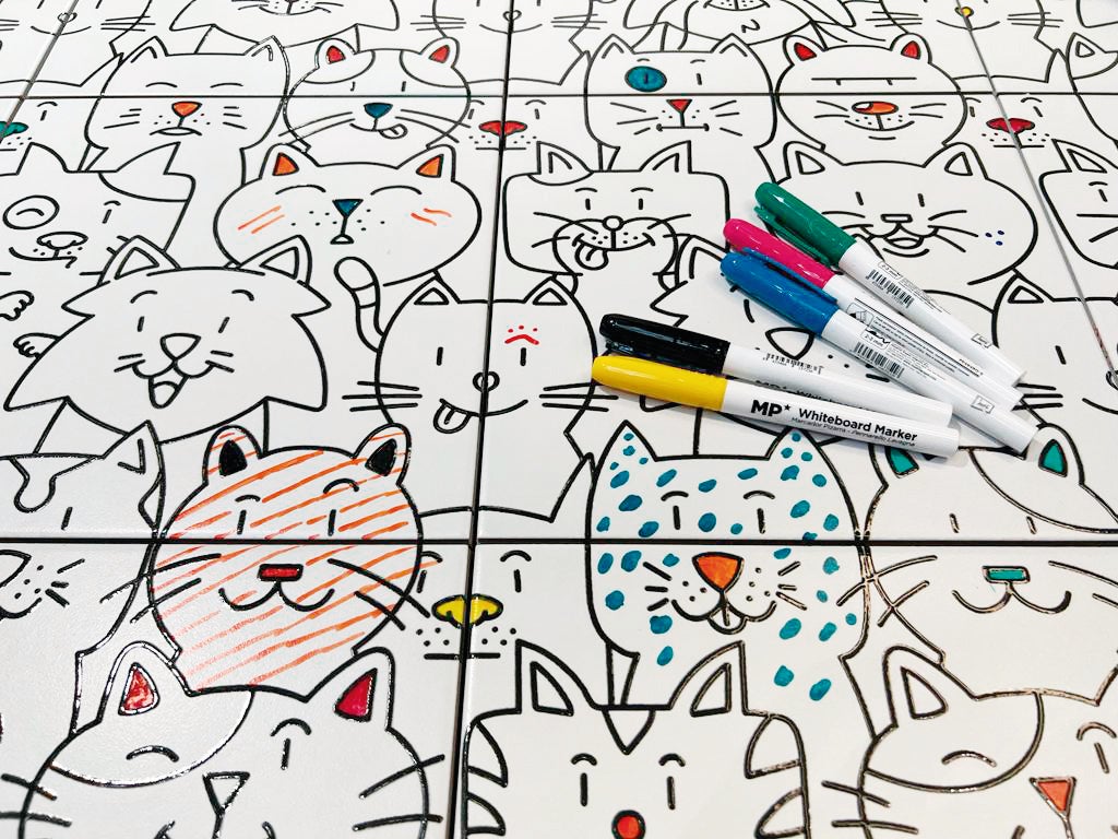 AZULEJO CERAMICO DECORADO INFANTIL OH MY CAT WHITE 25X25 (16 PIEZAS/CAJA = 1m2) - 2