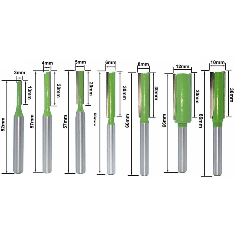 Set 7 Frese Verticali Per Legno Con Gambo 6mm – Punta In Carburo Di Tungsteno – Per Fresatrice E Lavorazione Legno - 6