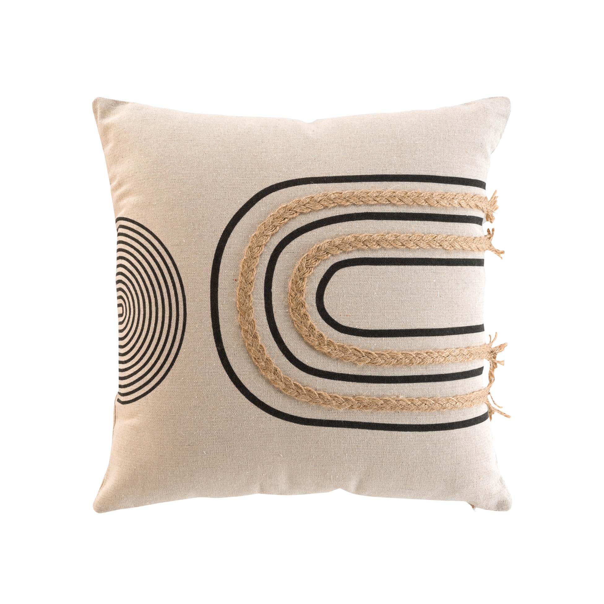 Coussin Décoratif Jacquard Rayures 40x40 Cm - Polyester/fibre, Couleur Naturel, Collection Douceur D'Intérieur - 6