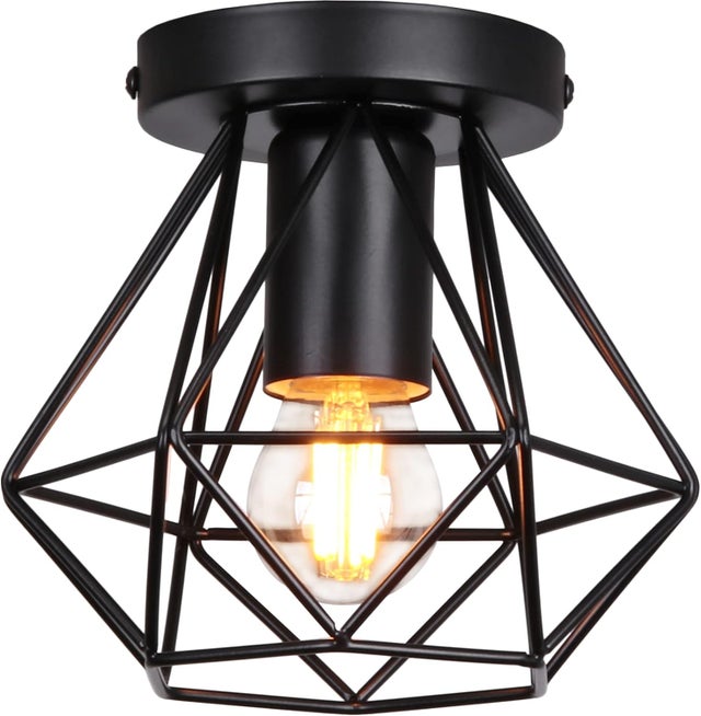 Suspension Vintage Industrielle - Abat-jour Fer Grillagé Bronze, Style Atelier, Neuf Sans Emballage
