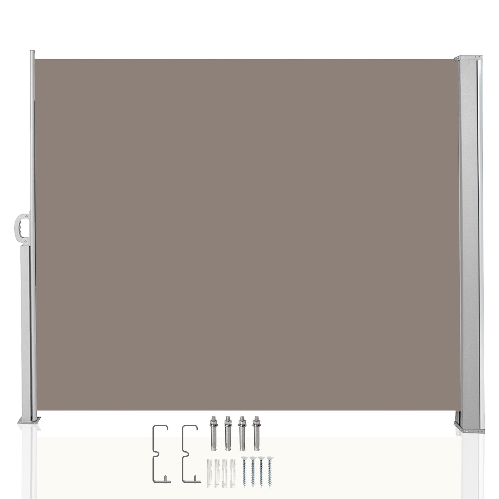 Toldo lateral brise vue pantalla exterior retráctil para balcón terraza y jardín con marrón 160x300cm