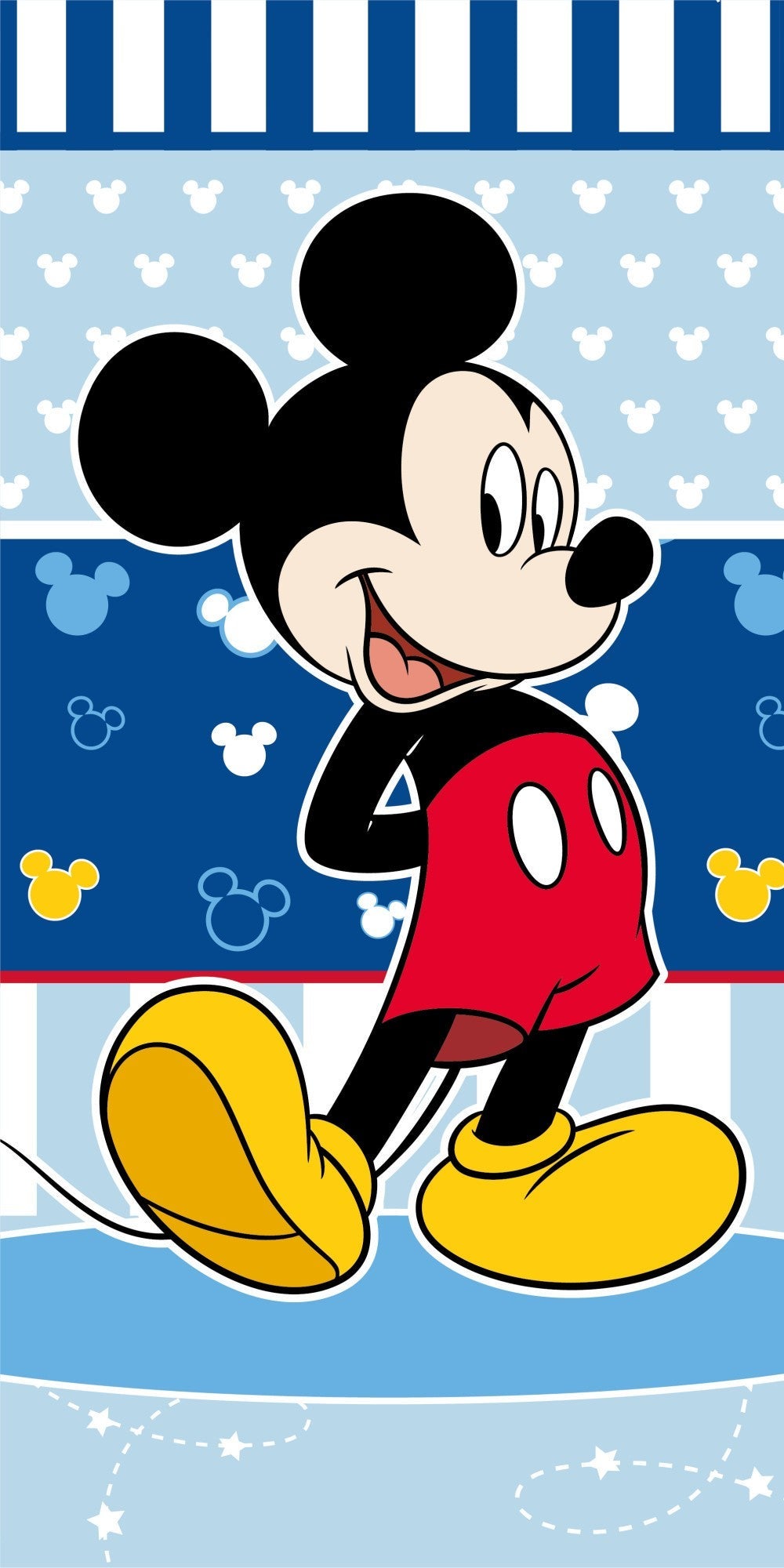 Serviette De Plage Mickey Mouse 70x140 Cm En Coton - Drap De Bain Pour Enfants, Bleu