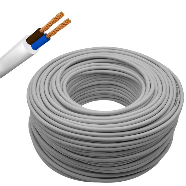 Cavo elettrico grigio fror gommato flessibile tutor bipolare antifiamma 2 fili *** lunghezza : metri 10, sezione conduttore : 2x1,5mmq