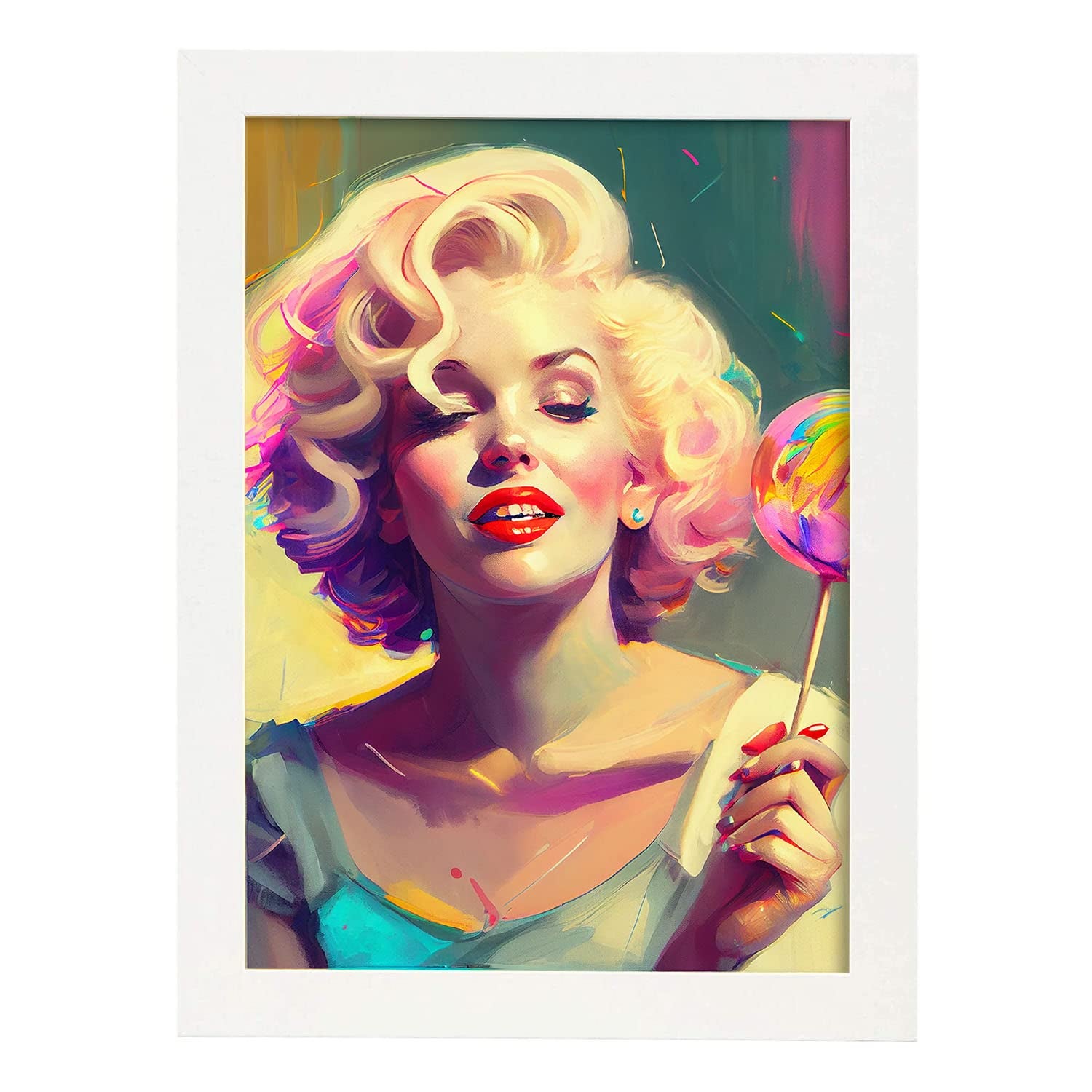 Nacnic poster de marilyn monroe en estilo retrato a todo color ilustraciones y caricaturas de personajes históricos famosos diseño y a3 marcos blancos