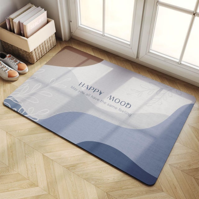 Tapis de bain rectangulaire, super absorbant à séchage rapide, base antidérapante, facile à nettoyer, 40 x 60 cm, Bleu 01
