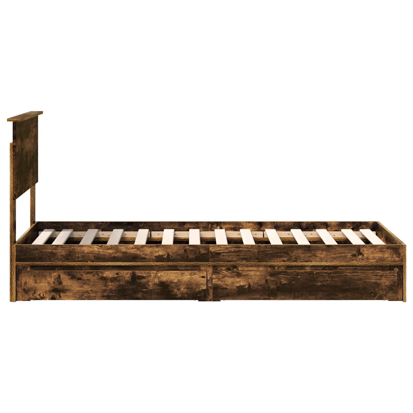 Lit de rangement chêne fumé 75 x 190 cm en panneau de bois - 9