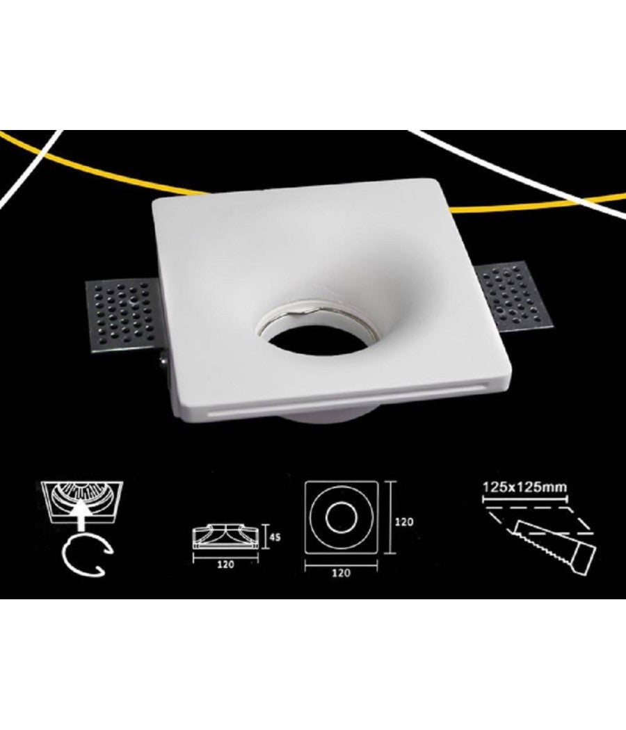 Trade Shop - Portafaretto Incasso Gesso Scomparsa Quadrato Cono 125x125 Supporto Faretti Gs05 - - 2