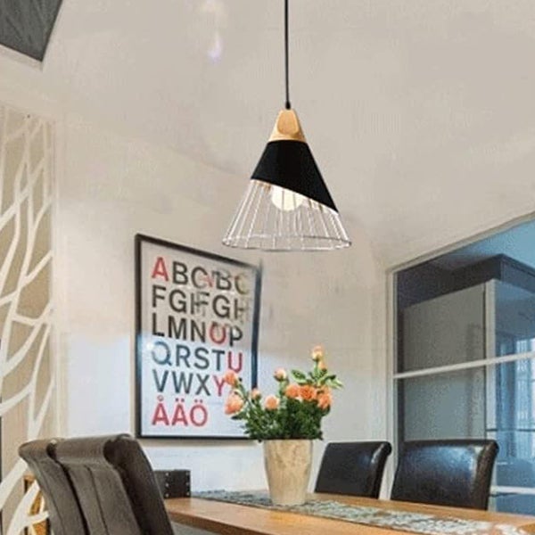 2 x Industrialny żyrandol wiszący - Regulowany łańcuch 150 cm - Styl fabryczny - Lampa sufitowa E27, Ø25 cm, Bez żarówki w zestawie - Dekoracja domu - 6