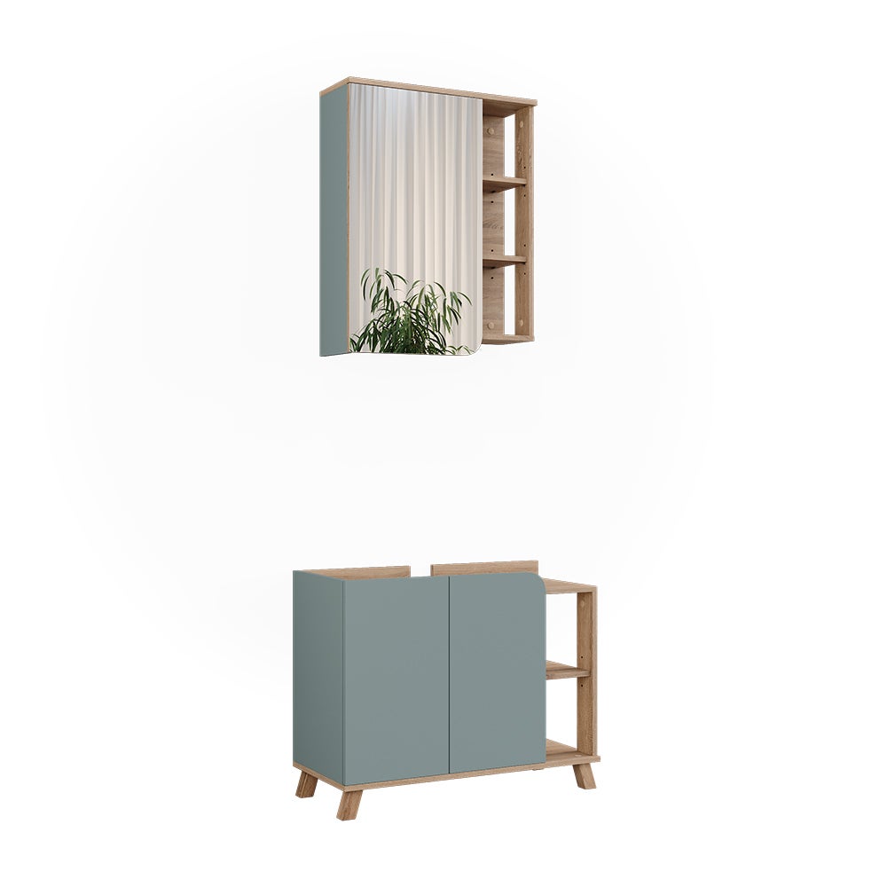 Vicco Zestaw mebli łazienkowych Karen, Sonoma/niebieski, 2 części