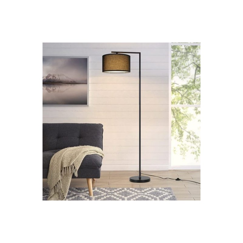 ZMH Lampa podłogowa do salonu nowoczesna lampa do czytania z tkaniny E27 z przełącznikiem nożnym