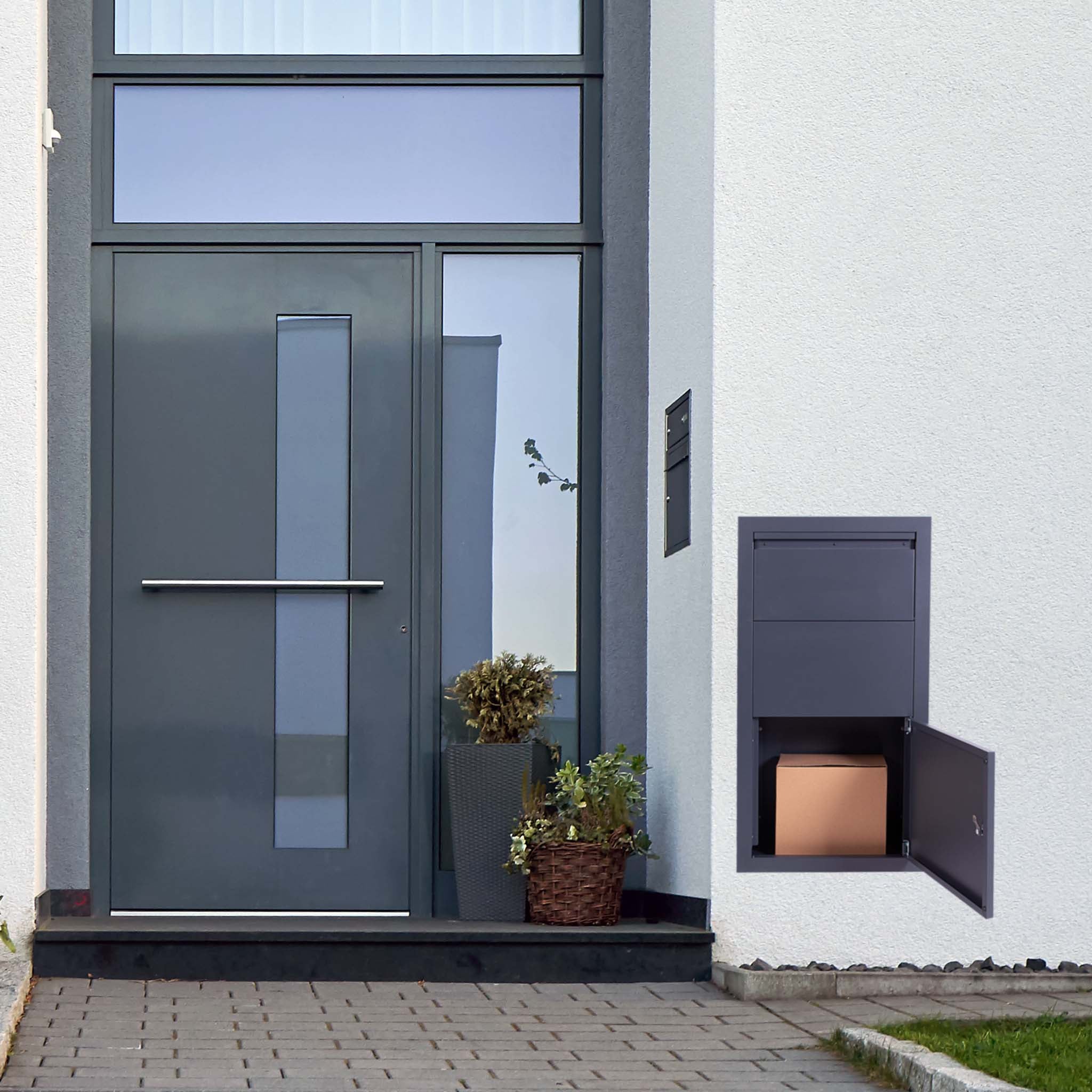 Boîte à colis verrouillable gris anthracite 470 x 220 x 870 mm, Boîte aux lettres murale, pour colis max. 350 x 300 x 110 mm, Usage… XPOtool - 2