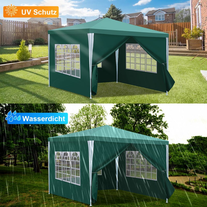 Carpa Pabellón Camping Carpa de fiesta impermeable Carpa de fiesta estable de alta calidad 3x3m Verde - 4