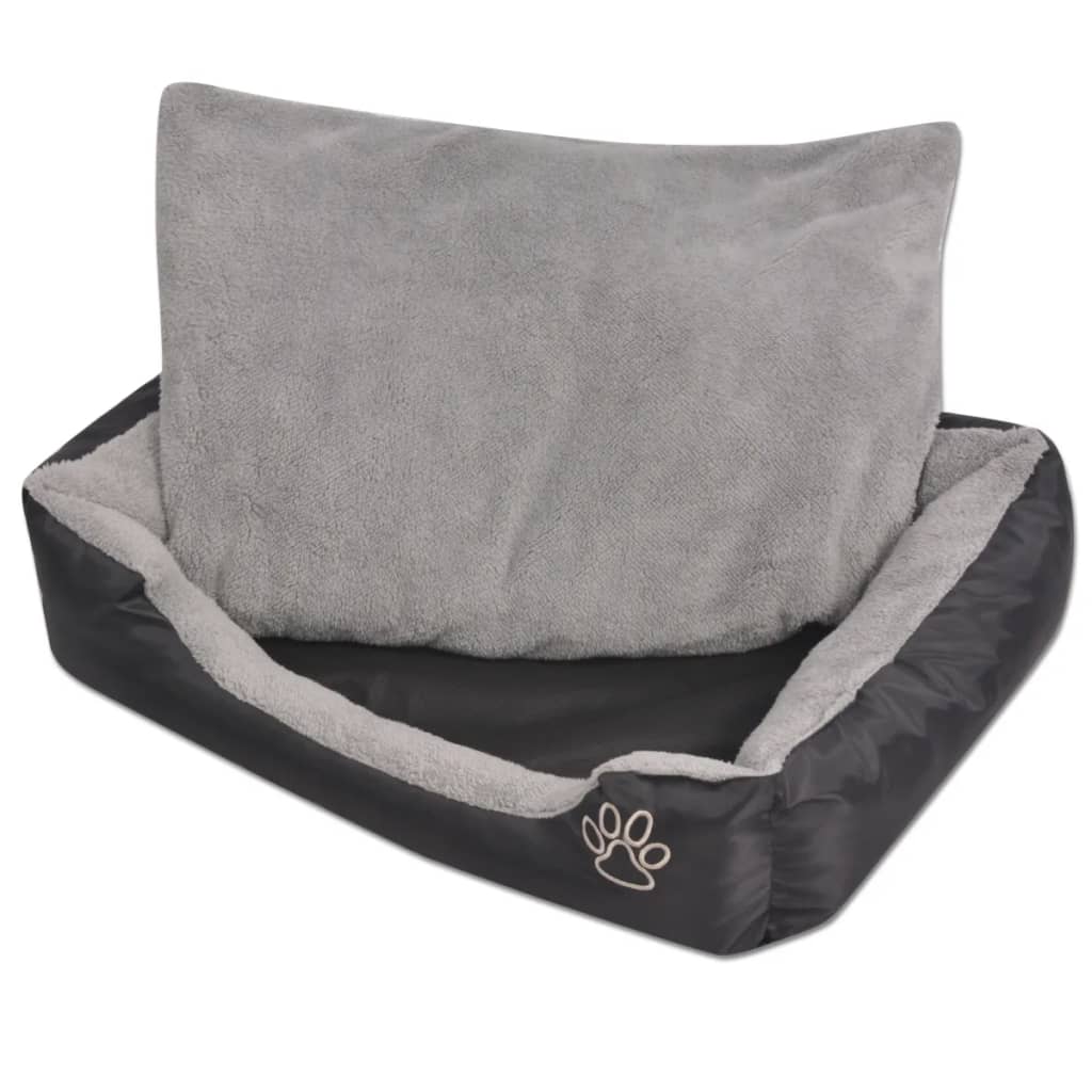 Cama Para Perros Grande 80x55 Cm - Colchón De Espuma, Funda De Codura Lavable, Color Vino Tinto