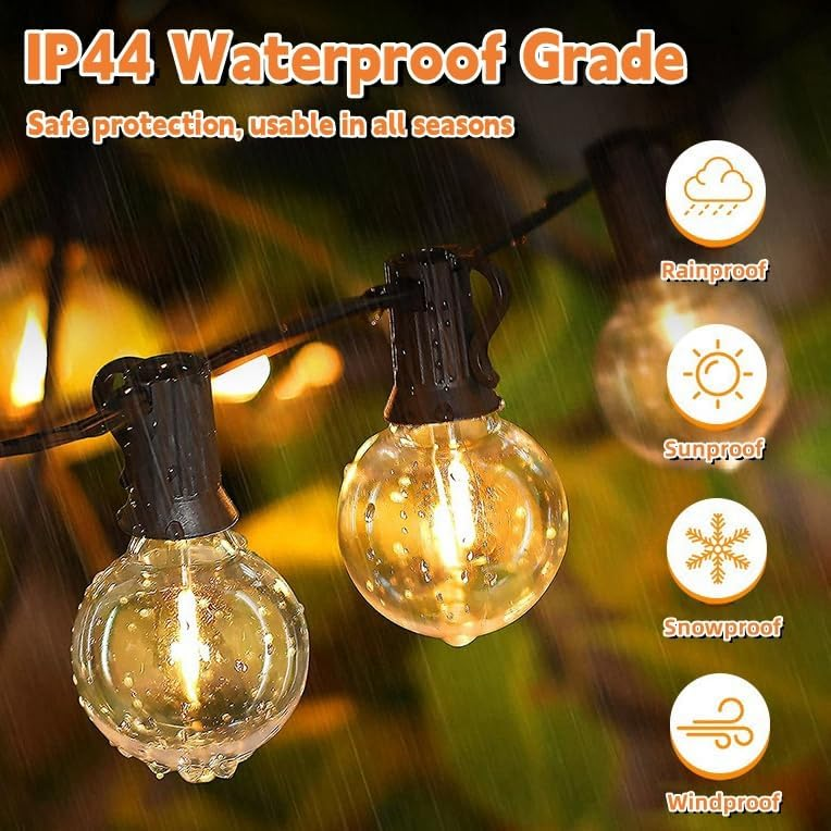 Fio de luz exterior m Luz de jardim com lâmpadas LED Fio de luz decorativo de Natal à prova de água Luz quente - 5