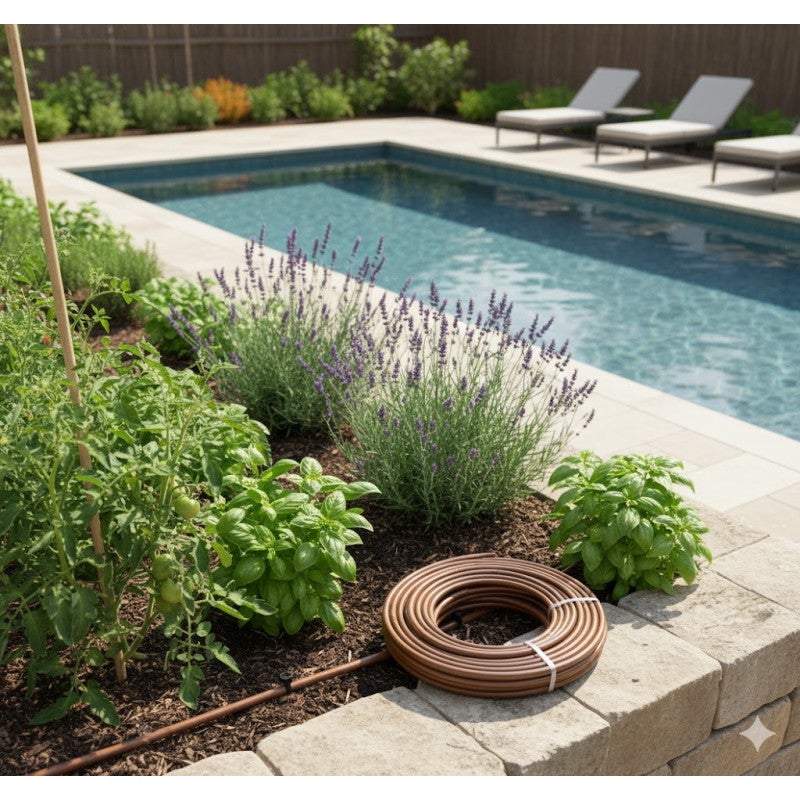 Tuyau d'arrosage goutte à goutte 16mm à 33 cm marron, 25 mètres, Suinga - 3