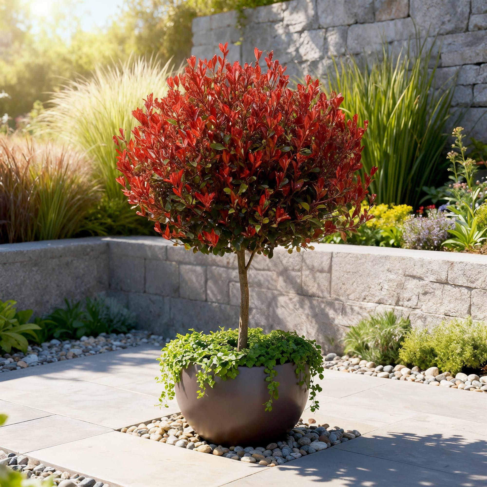 Pianta a stelo Photinia fraseri Little Red Robin fogliame verde-rosso persistente vaso 19cm altezza 90cm– ComfortXL Green - 5