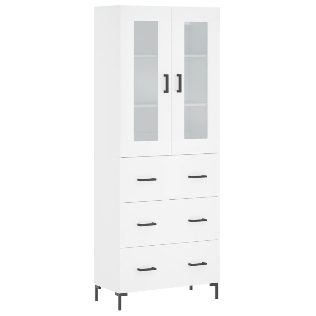 Buffet haut Blanc 69,5x34x180 cm Bois d'ingénierie - 2