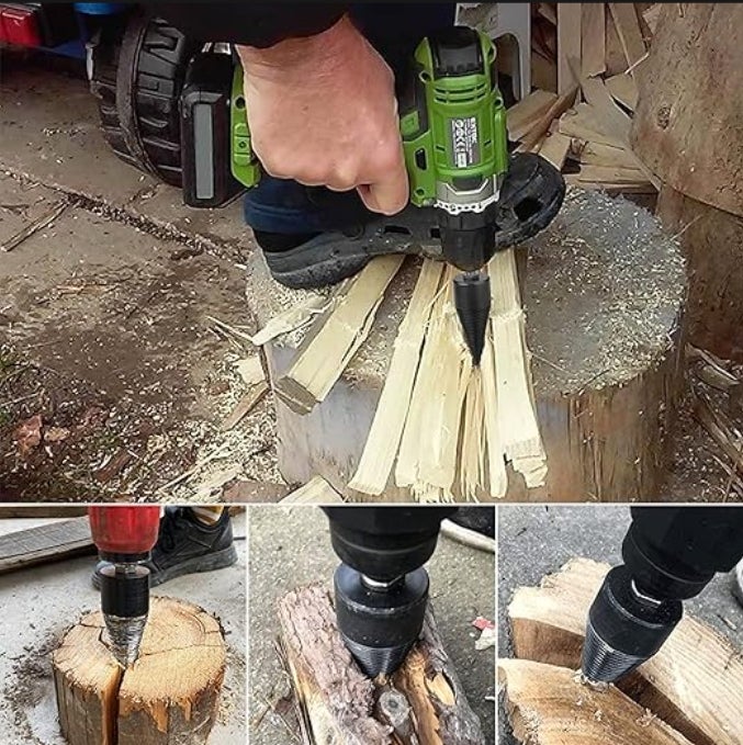 Perceuse à cône pour fendeur de bois 42 mm + 32 mm avec 4 poignées de perçage, vis à cône pour perceuse, perceuse étagée, coupe-bois - 3