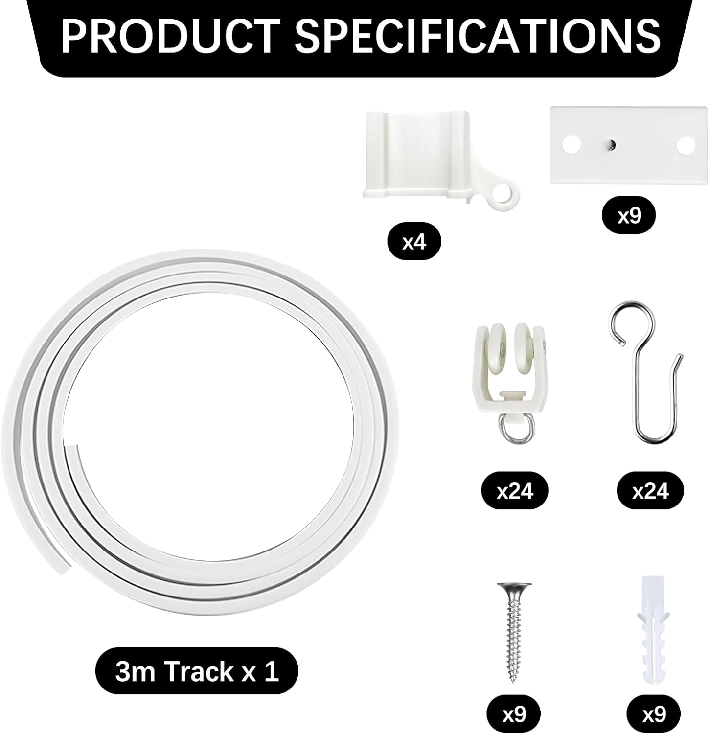 Binario per tende flessibile 3M per soffitto, binario per tende curvo con rulli silenziosi, ideale per finestre, privacy e arredamento per la casa - 2