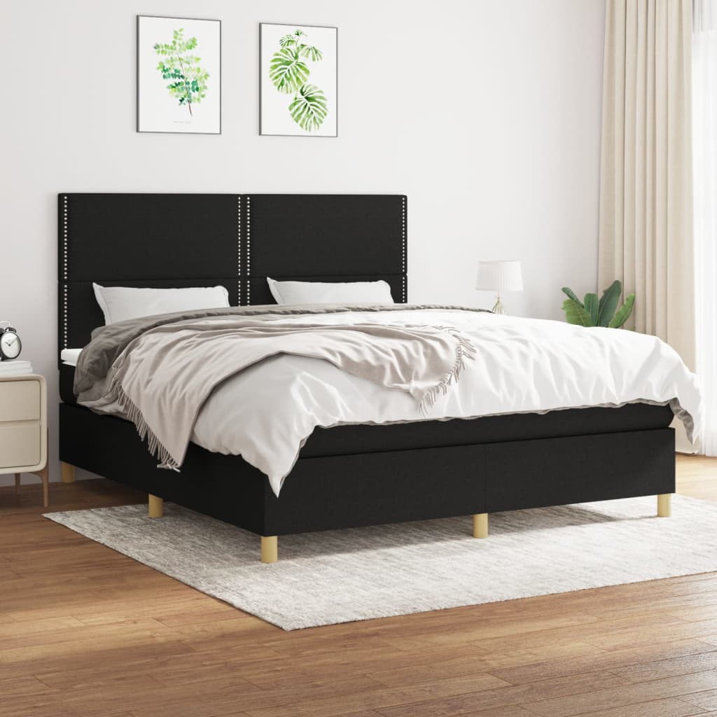 Sommier à lattes avec matelas Noir 90x190 cm, tissu confortable et moderne Sommier à lattes avec matelas Noir 90x190 cm, tissu confortable et moderne