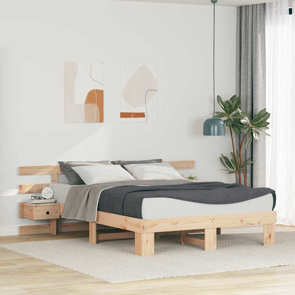 Ramka łóżka Brązowy 150 x 200 cm Lite drewno sosnowe vidaXL
