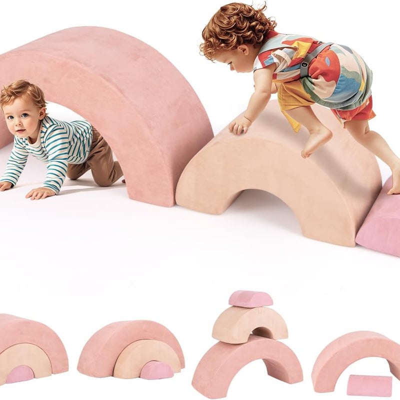 3 Szt. Tor Przeszkód dla Niemowląt, Moduł Motoryczny z Miękkiej Pianki, Zabawka Edukacyjna Arc-en-Ciel, dla Dzieci Powyżej 3 Lat (Różowy)