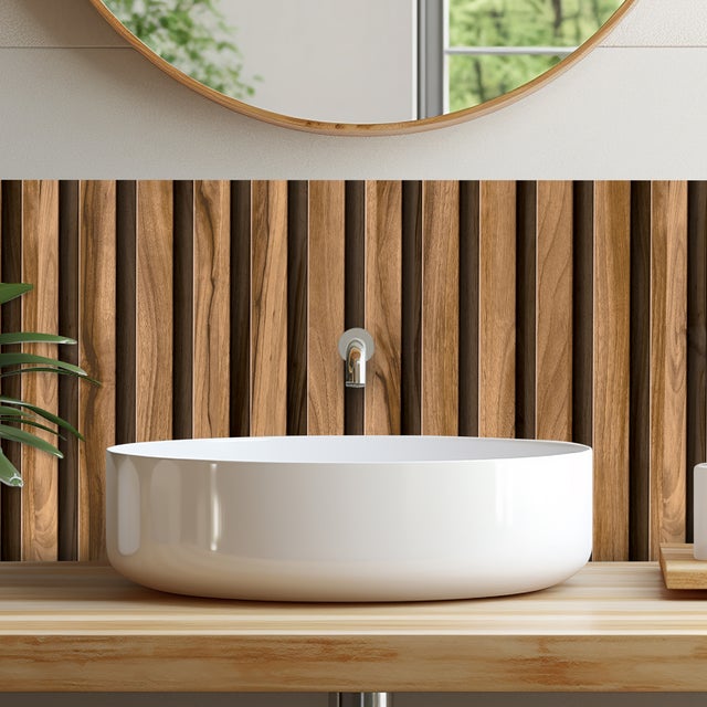 Crédences adhésive effet tasseaux bois chic PVC 3mm 30x70cm
