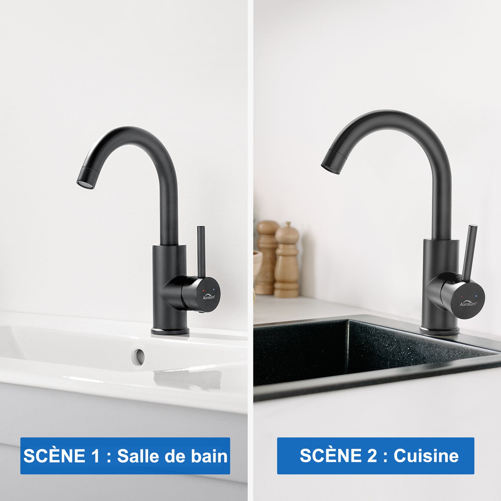 Rubinetto Per Lavabo Alto Con Beccuccio Girevole - Cromo, Acciaio Inox, Rotazione 360&deg;