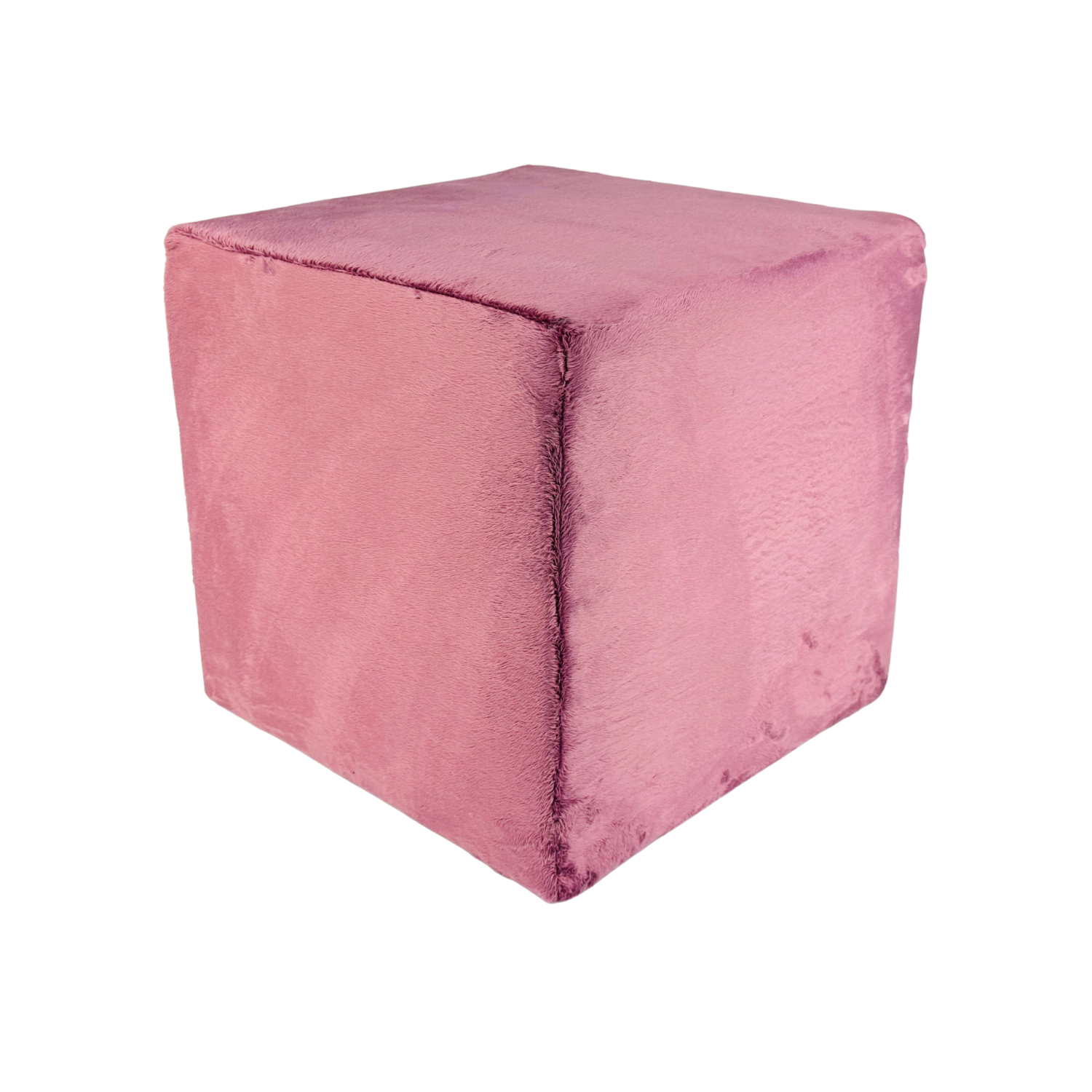 Pufa 40×40 cm podnóżek VELVET MINKY kwadratowa siedzisko miękka welurowa tkanina brudno różowa