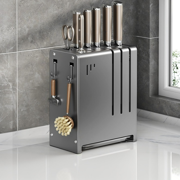 Uchwyt na noże kuchenne ze stali nierdzewnej, ciemnoszary, 18,3*11*24 cm