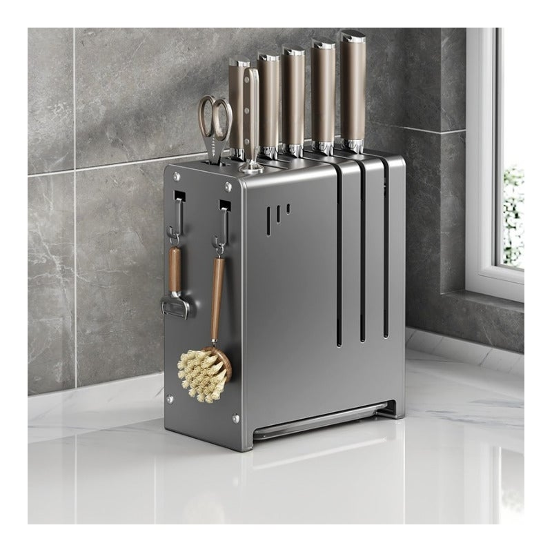 Uchwyt na noże kuchenne ze stali nierdzewnej, ciemnoszary, 18,3*11*24 cm