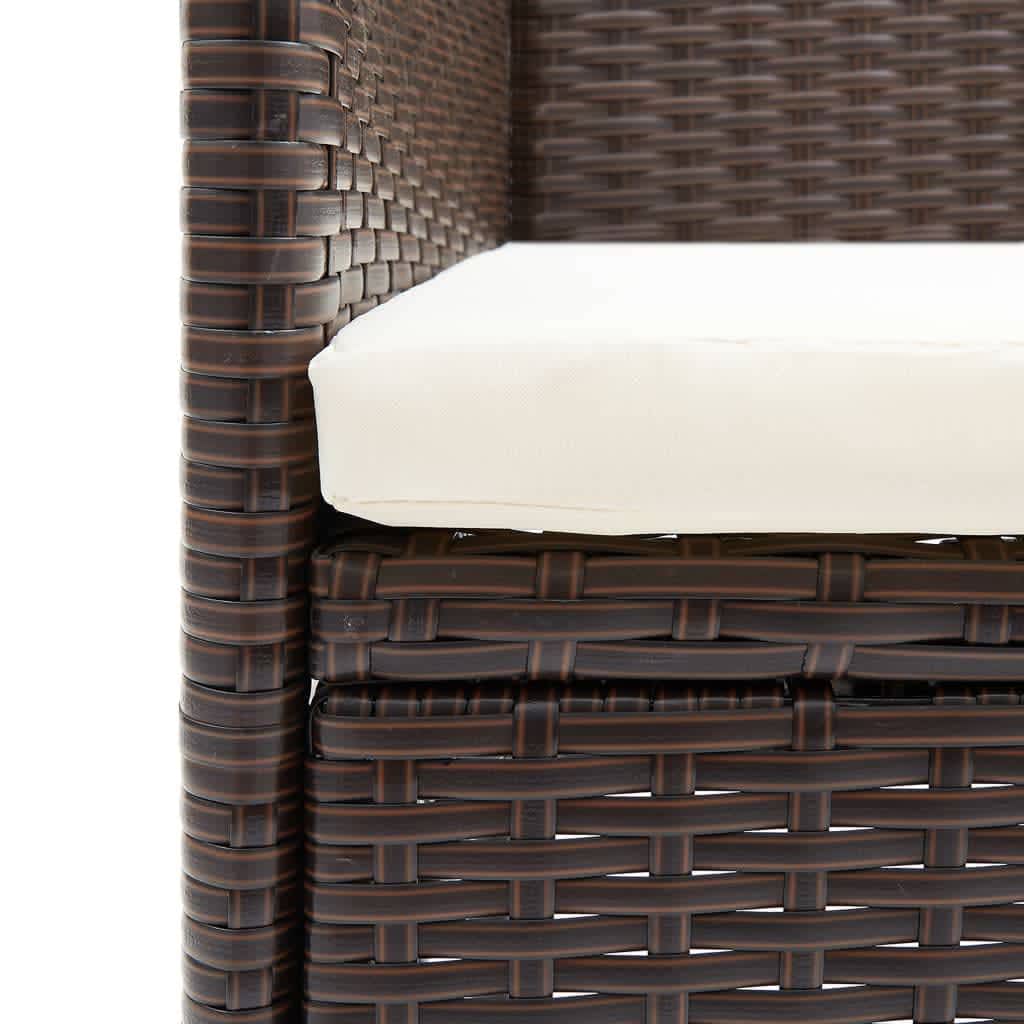 Maison Exclusive - Set Pranzo da Giardino 9 pz con Cuscini in Polyrattan Marrone - 8