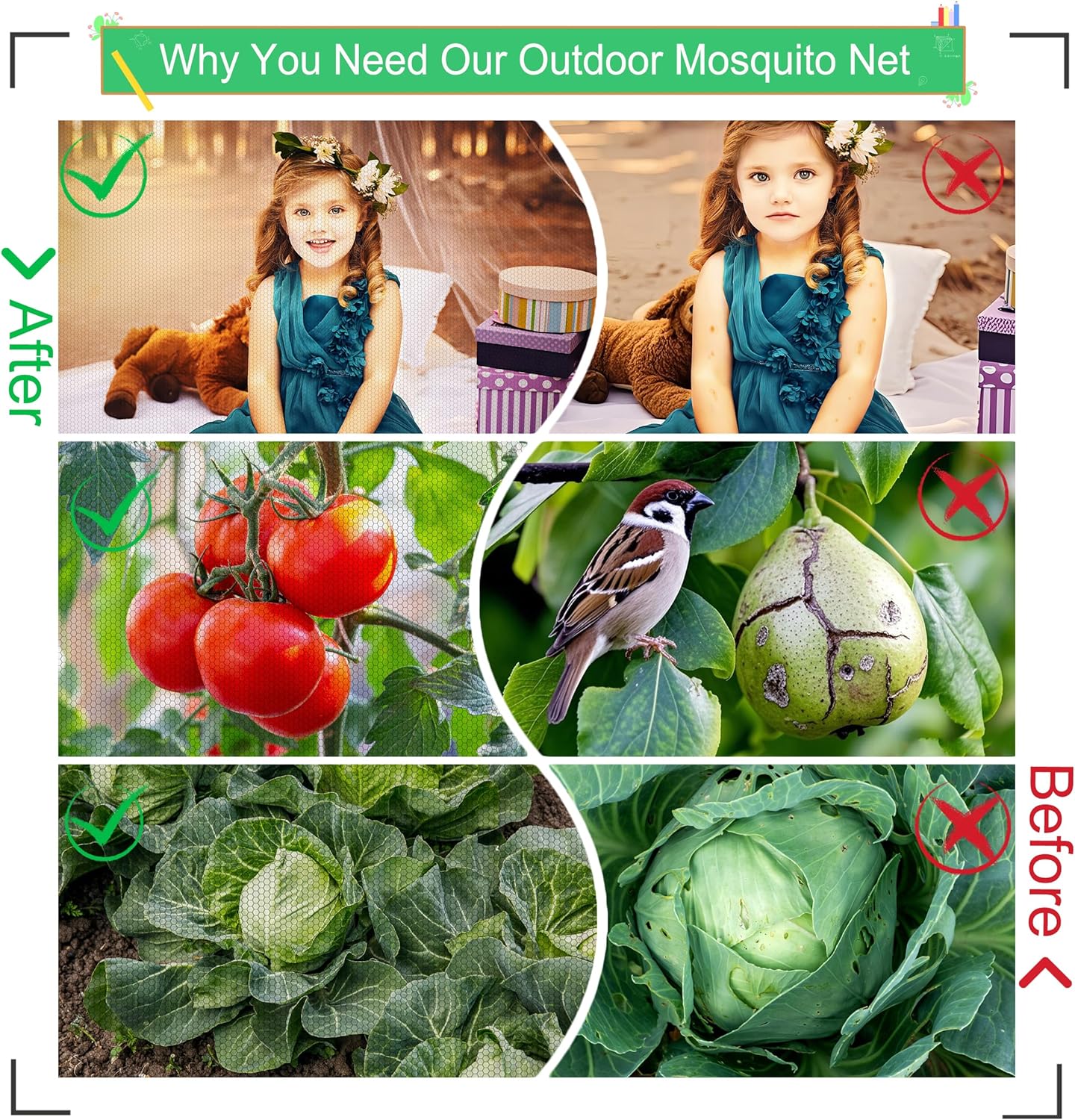 Moustiquaire pour terrasse et jardin - En maille respirante - Pour plantes,tentes en plein air - Protection DIY - Coupe libre - Noir - 2,4 x 6 m - 4