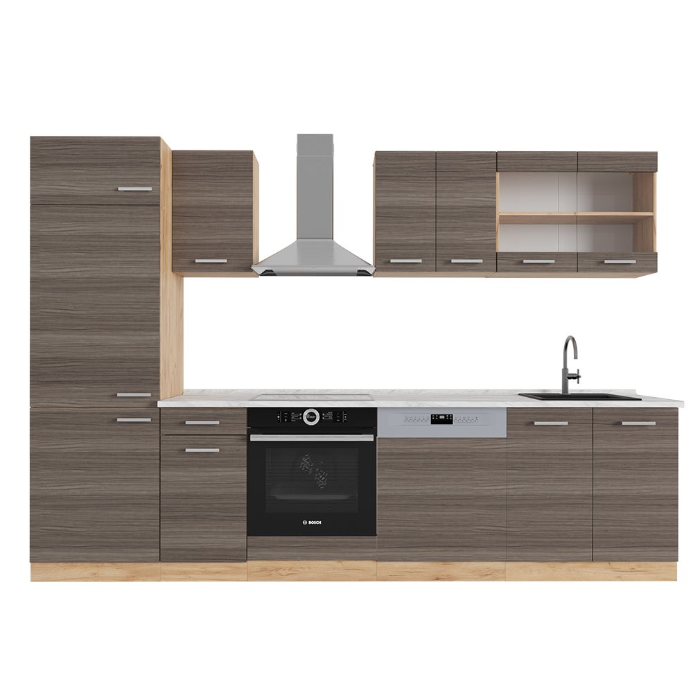 Vicco Aneks kuchenny R-Line, Szlachetny szary/złoty dąb, 300 cm , BP Marmur