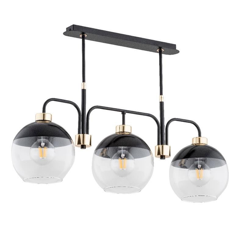 Lampa sufitowa wisząca Almary czarna-stare złoto-czarna 3xE27x15W industrialna wym: 50 x 75 x 20 cm metal Alfa