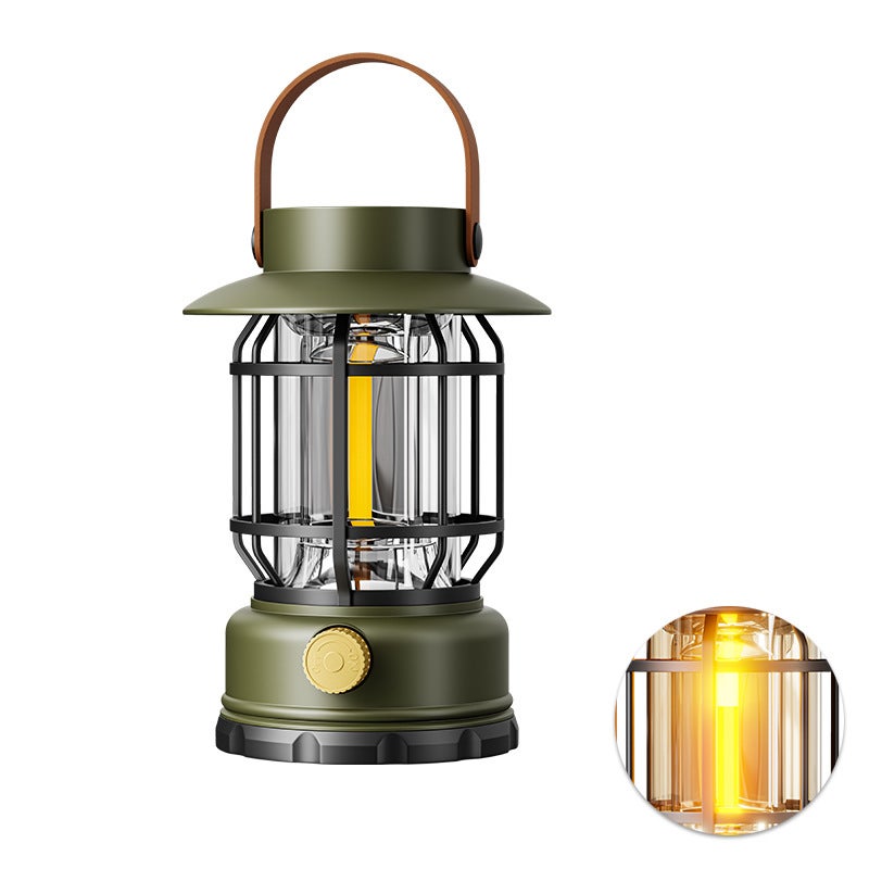 Oświetlenie kempingowe, ładowalna lampa wędkarska, solarna lampa ogrodowa | Ładowanie Typu-C, zielona