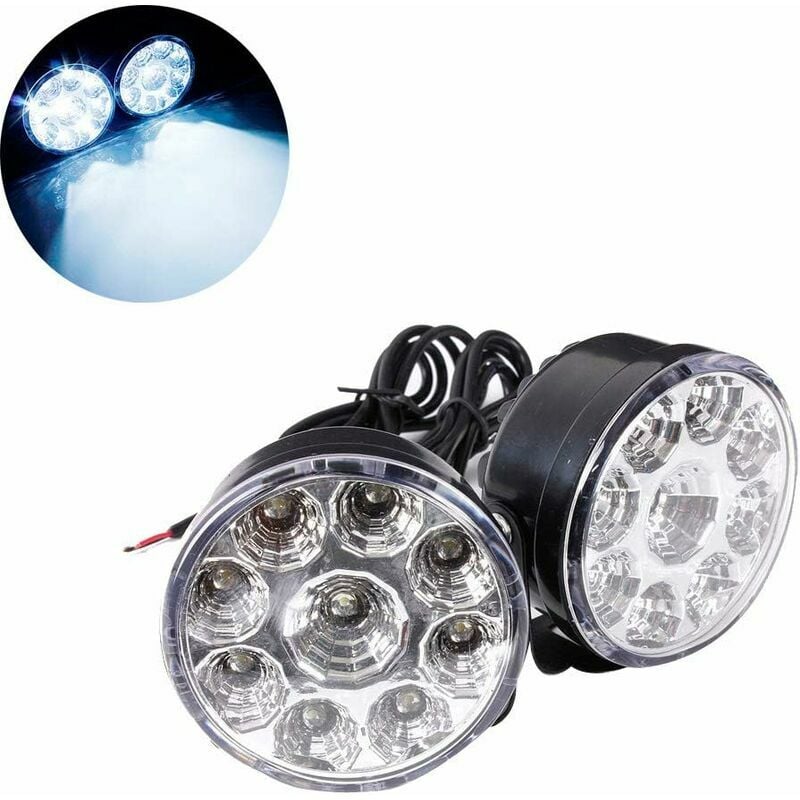Uniwersalne okrągłe światło przeciwmgielne 9LED (światło białe), 12V, 45W, światło przeciwmgielne do samochodu, zestaw 2 szt.