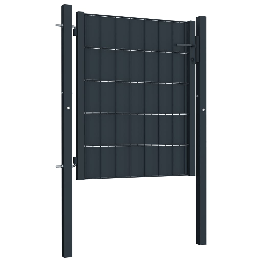 Portail de clôture PVC et acier 100x81 Anthracite - 2